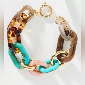 Anthropologie Multicolor Chain Link Resin Bracelet